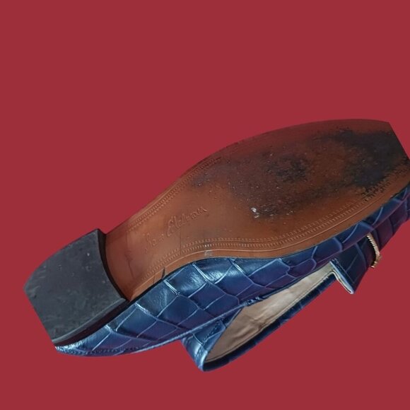 Sam Edelman Women Croc- Loafers With Gold Accent Navy Blue 6.5M - Picture 9 of 13